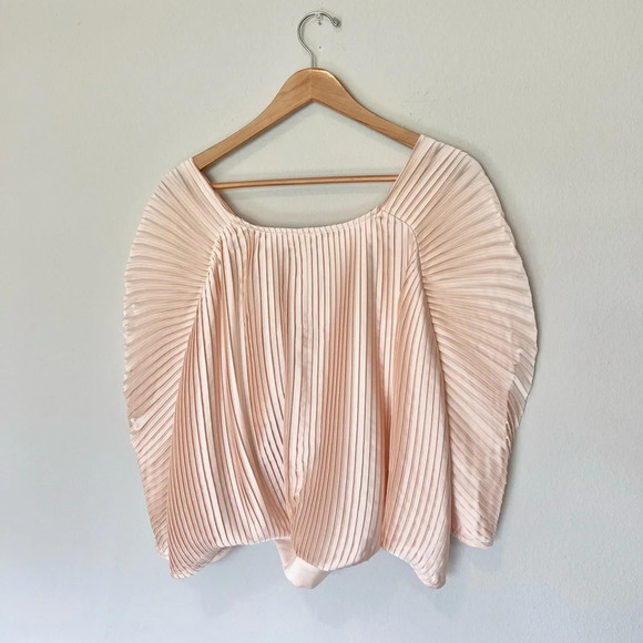 NWT LPA x REVOLVE Morgan Pleated Top Blouse in Peach Nude - Picture 5 of 9